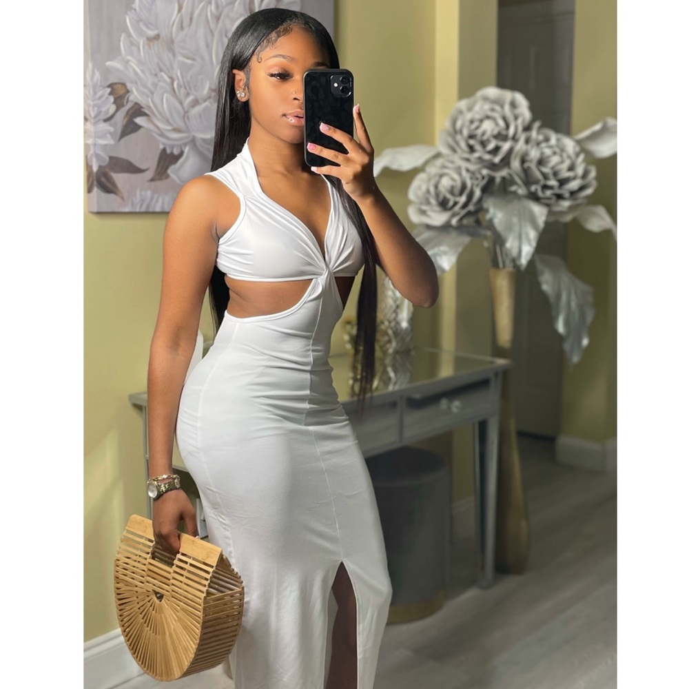 White maxi dress